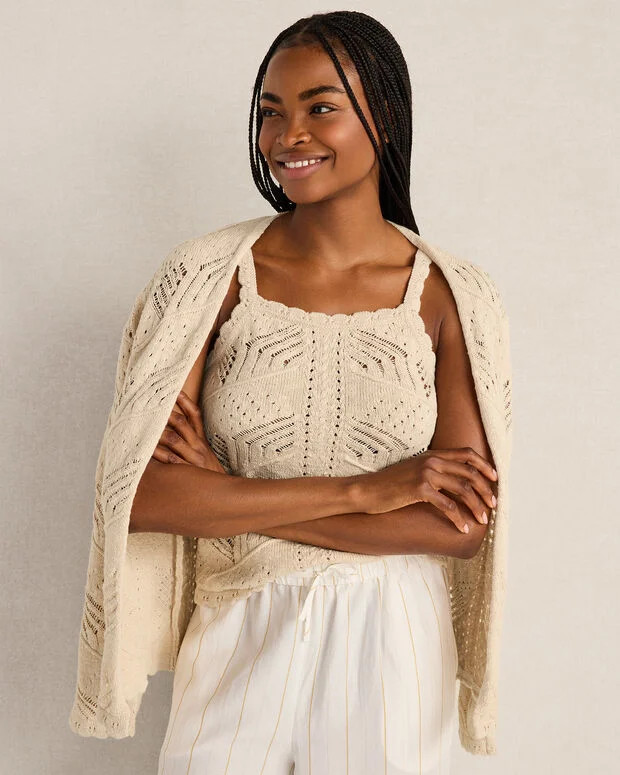 Organic Cotton Pointelle Stitch Sweater Cami | Talbots