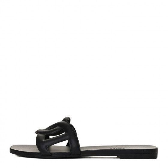 HERMES Rubber Aloha Sandals 37 Black | Fashionphile