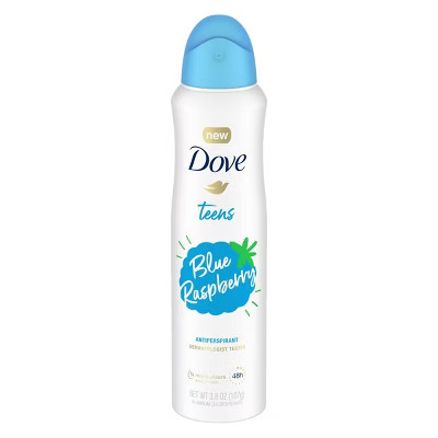 Dove Teens Blue Raspberry 48 Hour Antiperspirant & Deodorant Spray - 3.8oz | Target