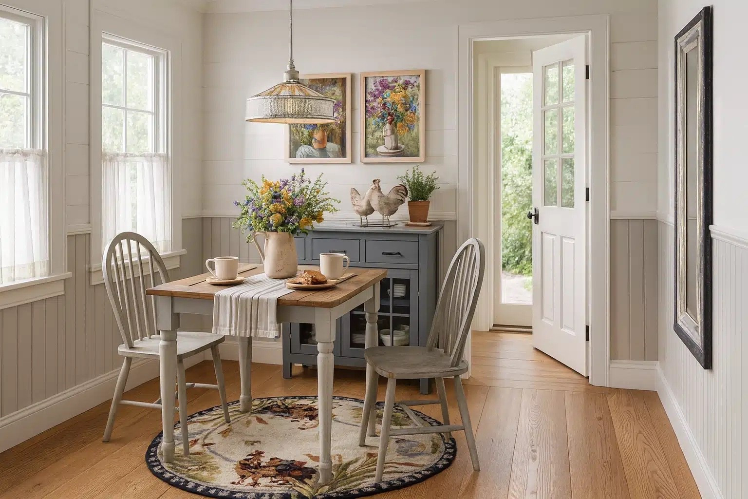 ✨ Home Decor Inspo: The Cottage Collection ✨

Looking to refresh your dining room? This farmhouse-inspired setup includes a solid wood dining table, Windsor chairs, dining cabinet, chandelier, rug, wall mirror, and decor accents for a complete, stylish space.

Keywords: Dining table, dining chairs, wall art, farmhouse decor, cozy cottage decor, kitchen island, kitchen table, kitchen wall art, kitchen mirror, rooster decor, ceiling light, kitchen rug, kitchen round rug, kitchen refresh

#LTKSeasonal #LTKHome #LTKSaleAlert