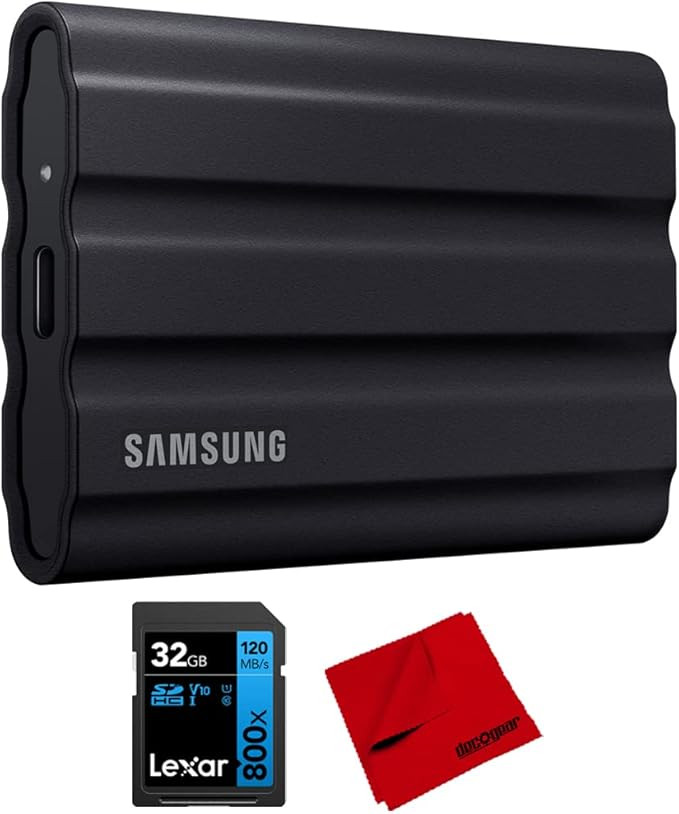 SAMSUNG MU-PE2T0S/AM T7 Shield Portable Solid State Drive 2TB, Black (2022) Bundle with Lexar 32G... | Amazon (US)