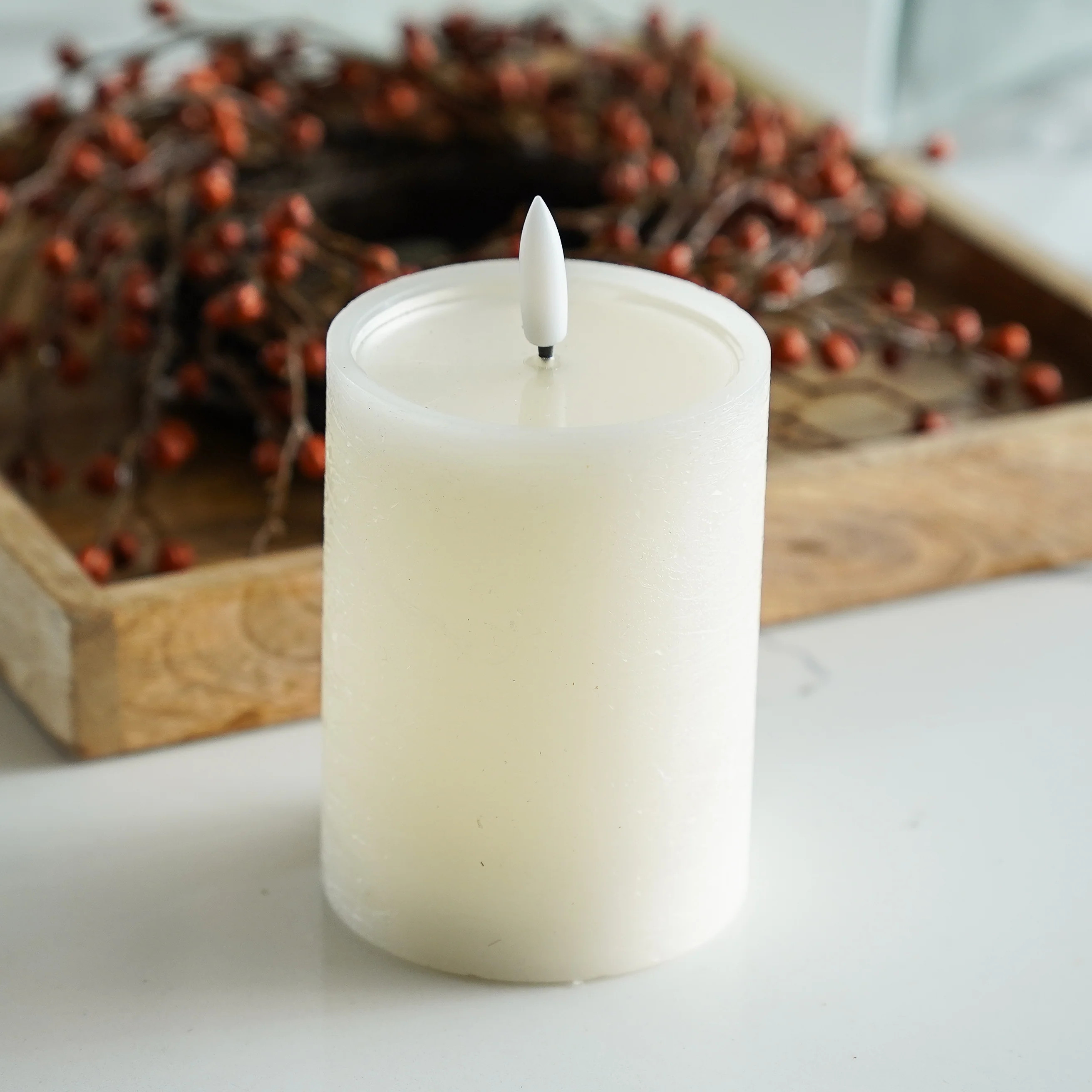 Textured Ivory Melting Effect Flameless Candle | MJHome