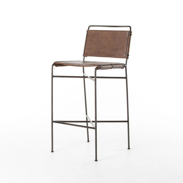 Wharton Stool Distressed Brown Bar | Scout & Nimble