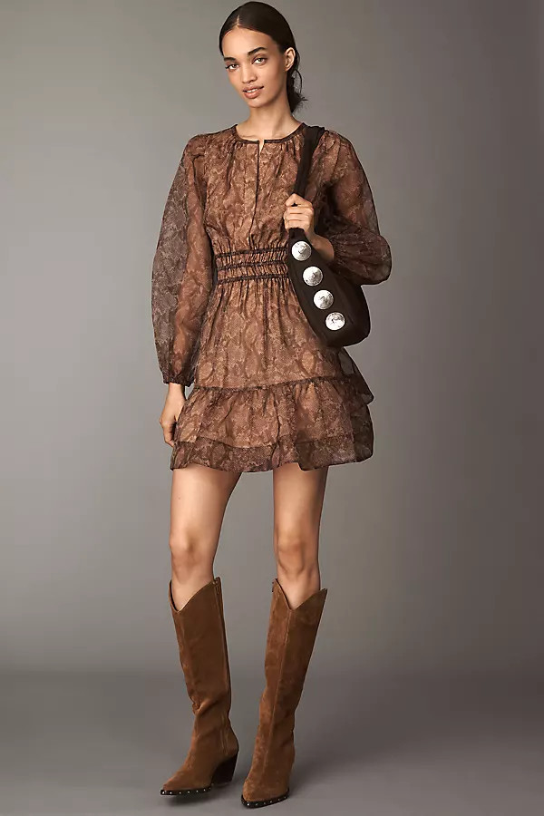 The Somerset Long-Sleeve Organza Mini Dress | Anthropologie (US)