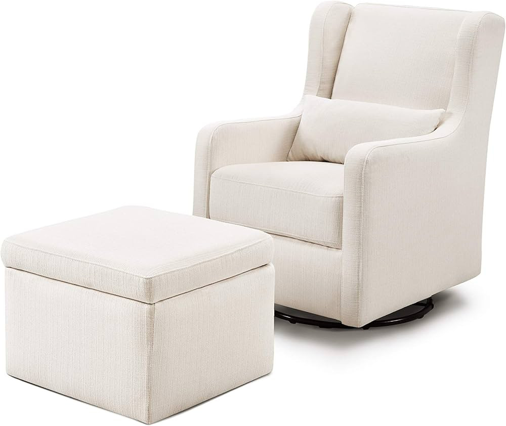 Carter's by DaVinci Adrian Swivel Glider with Storage Ottoman in Performance Cream Linen, Water R... | Amazon (US)