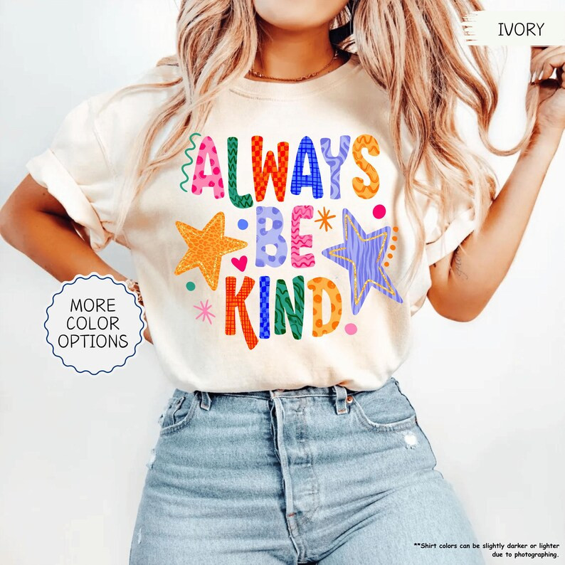 Comfort Colors\u00ae Always Be Kind Shirt, Retro Kindness Tee, Preppy Women Motivational Shirt, I... | Etsy (Global)