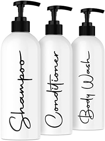 Alora Reusable Shampoo and Conditioner Bottles - Set of 3 - Permanent Stylish Labels - 16oz Pump ... | Amazon (CA)