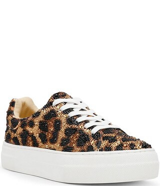 Blue by Betsey Johnson Sidny Leopard Print Rhinestone Embellished Platform Sneakers | Dillard's