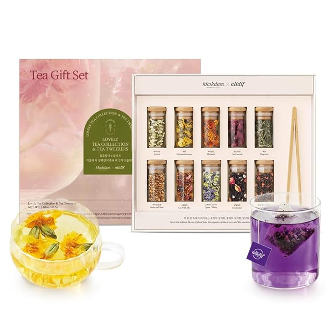 KKOKDAM Premium 10-Tea Sampler Gift Set with Wooden Tweezers – 5 Blooming Flower & 5 Blended Lo... | Amazon (US)