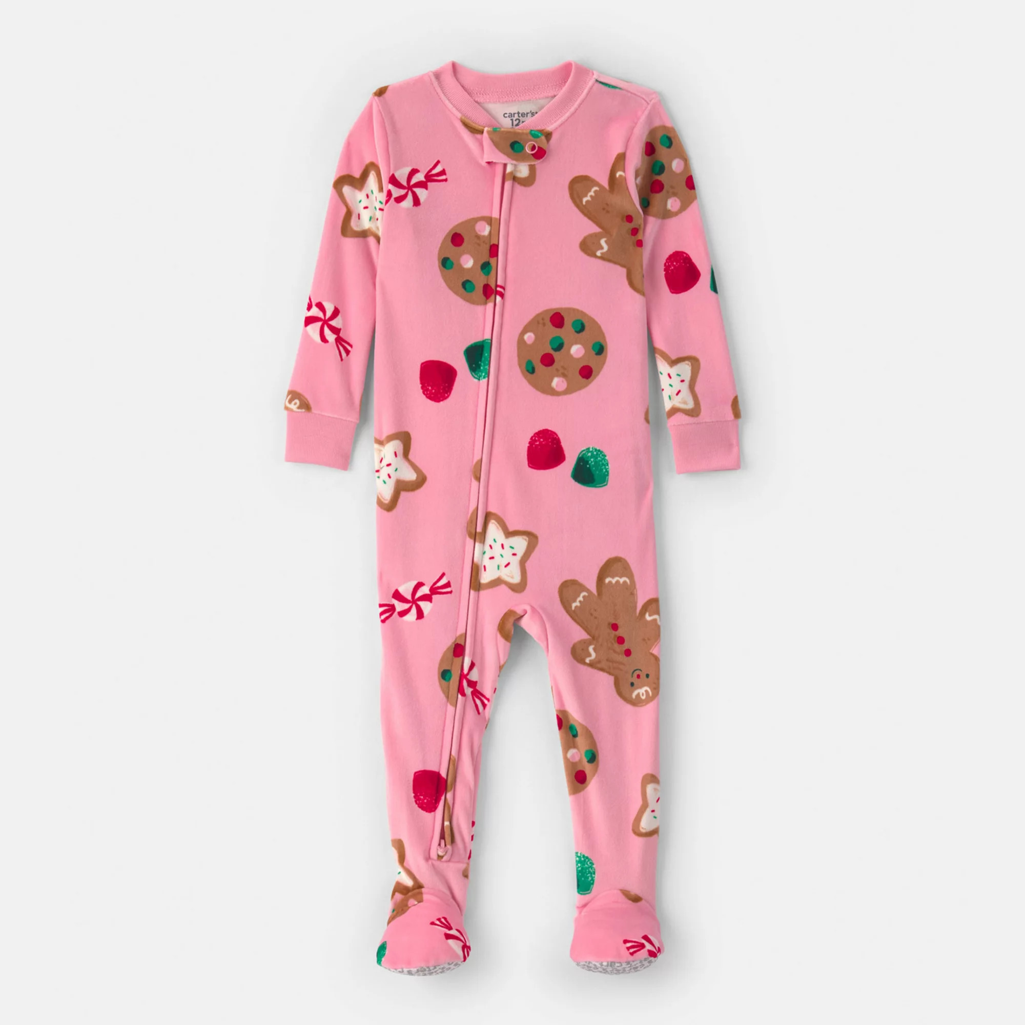 Baby & Toddler Carter’s Holiday Full-Zip Footed One-Piece Pajamas, Toddler Unisex, Size: 18 Months, Green Gingerbread | Kohl's