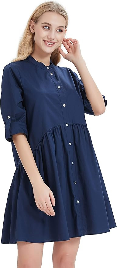 Basic Model Solid Summer Dresses for Women Casual T Shirt Dresses with Pockets | Amazon (US)