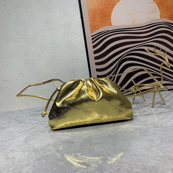 Gold Mini leather clutch, Mini dumpling bag, cloud leather clutch, leather dumpling purse, evenin... | Etsy (US)