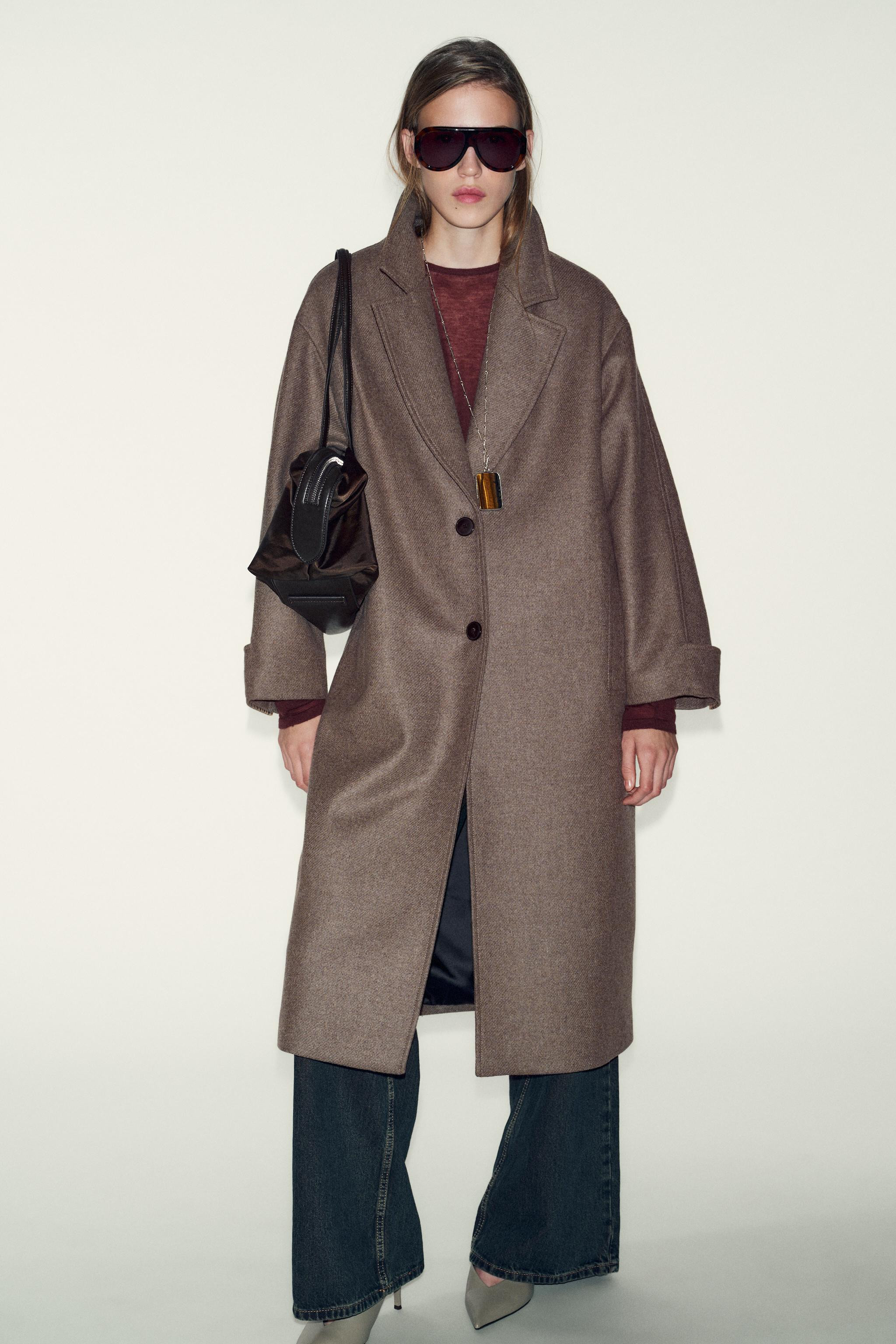 OVERSIZED WOOL COAT WITH CONTRAST CUFF | Zara US