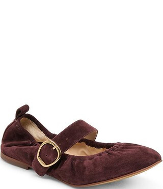 Caely Ruched Suede Mary Jane Ballet Flats | Dillard's