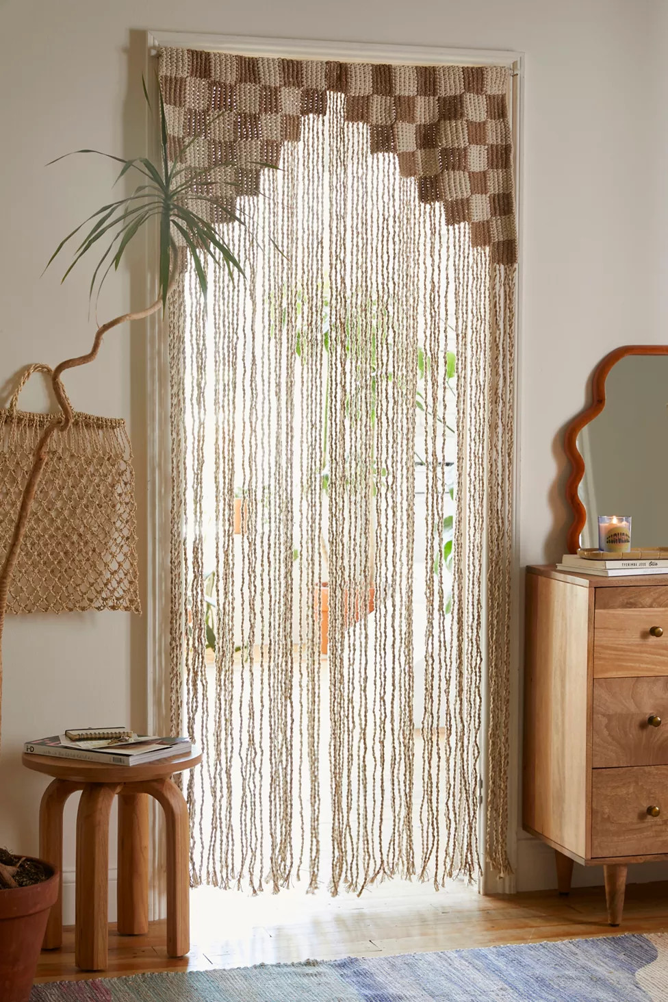 Checkerboard Macrame Door Portal | Urban Outfitters (US and RoW)
