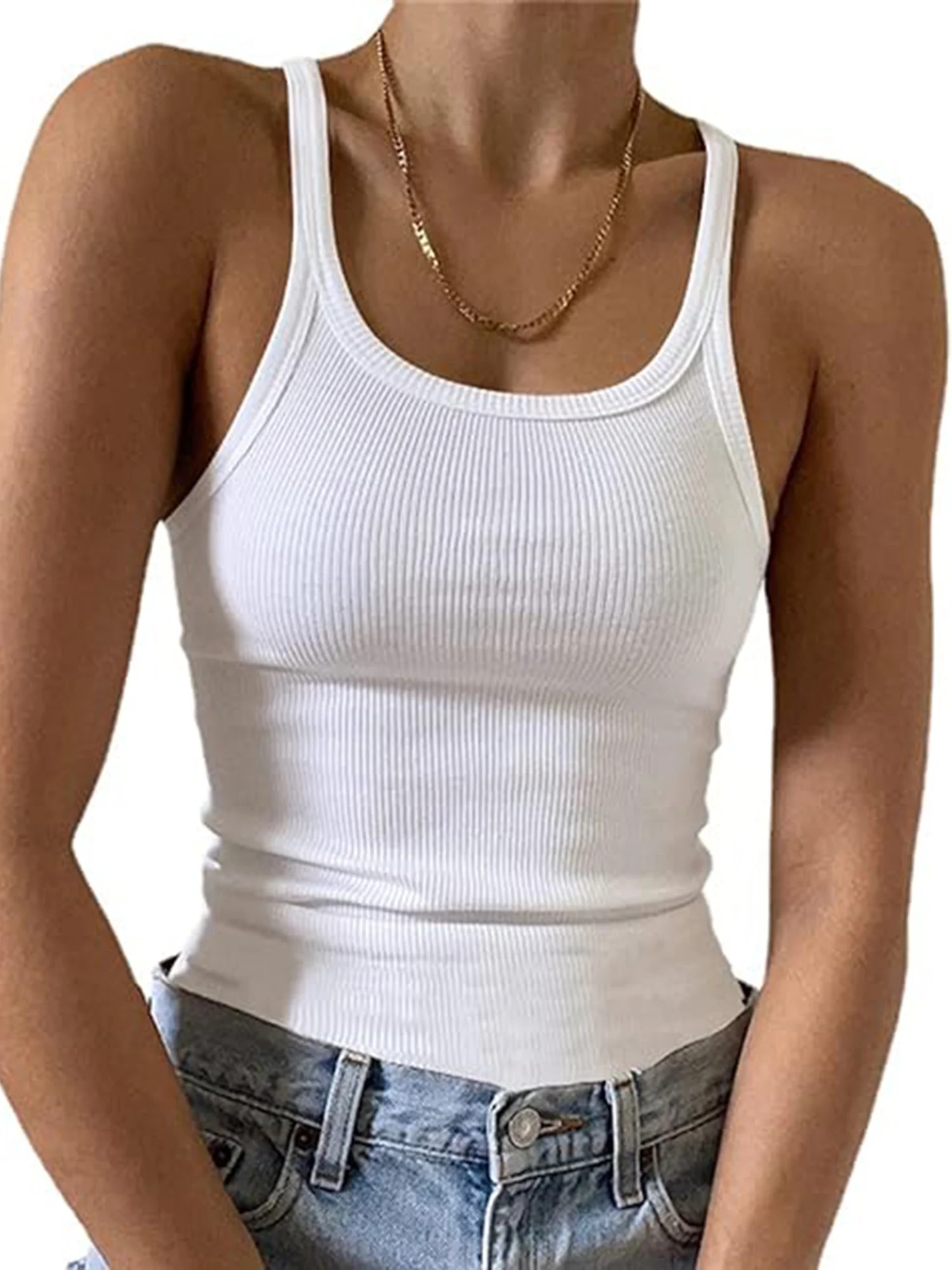 UVN Tank Tops for Women Ribbed Knit Sleeveless Tops Casual Camisoles Slim Fitted Basic Tank Tops | Walmart (US)