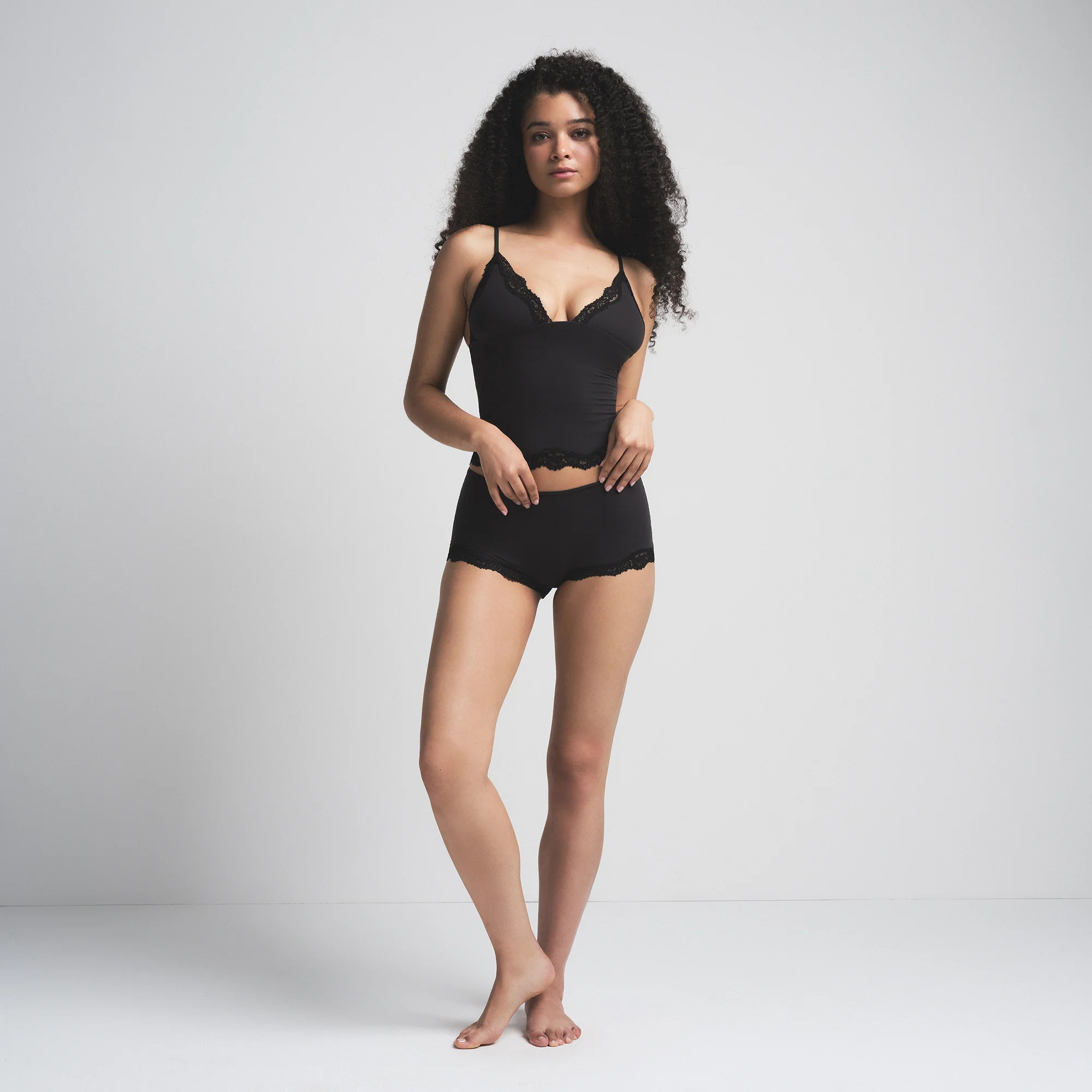 SKIMS Triangle Cami Top And Boy Short Set | Black | XS | Fits Everybody Lace | SKIMS (US)