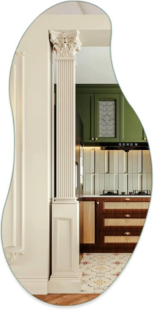 Toprise Irregular Wall Mirror, Bathroom Asymmetrical Wall Mounted Mirror 20×40 Inch, Modern Fram... | Amazon (US)