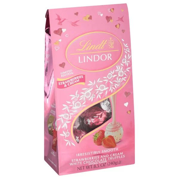 Lindt LINDOR Strawberries and Cream White Chocolate Truffles, 8.5 oz. Bag | Walmart (US)