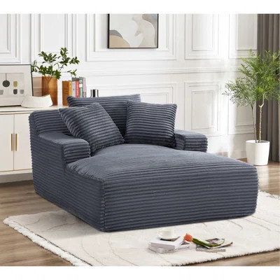 Cloudline Oversized Chaise Lounge Chair in Soft Corduroy, Modern Comfy Couch with Full Foam Cushioning, Cozy Sleeper Sofabed for Living Room, Bedroom, | Wayfair North America