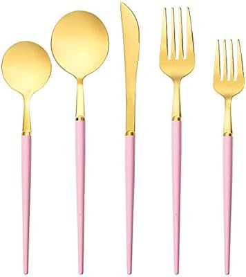 Artthome Cutlery Set - Silverware Set for 4 - Stainless Steel Pink and Gold Silverware Utensil Se... | Amazon (US)