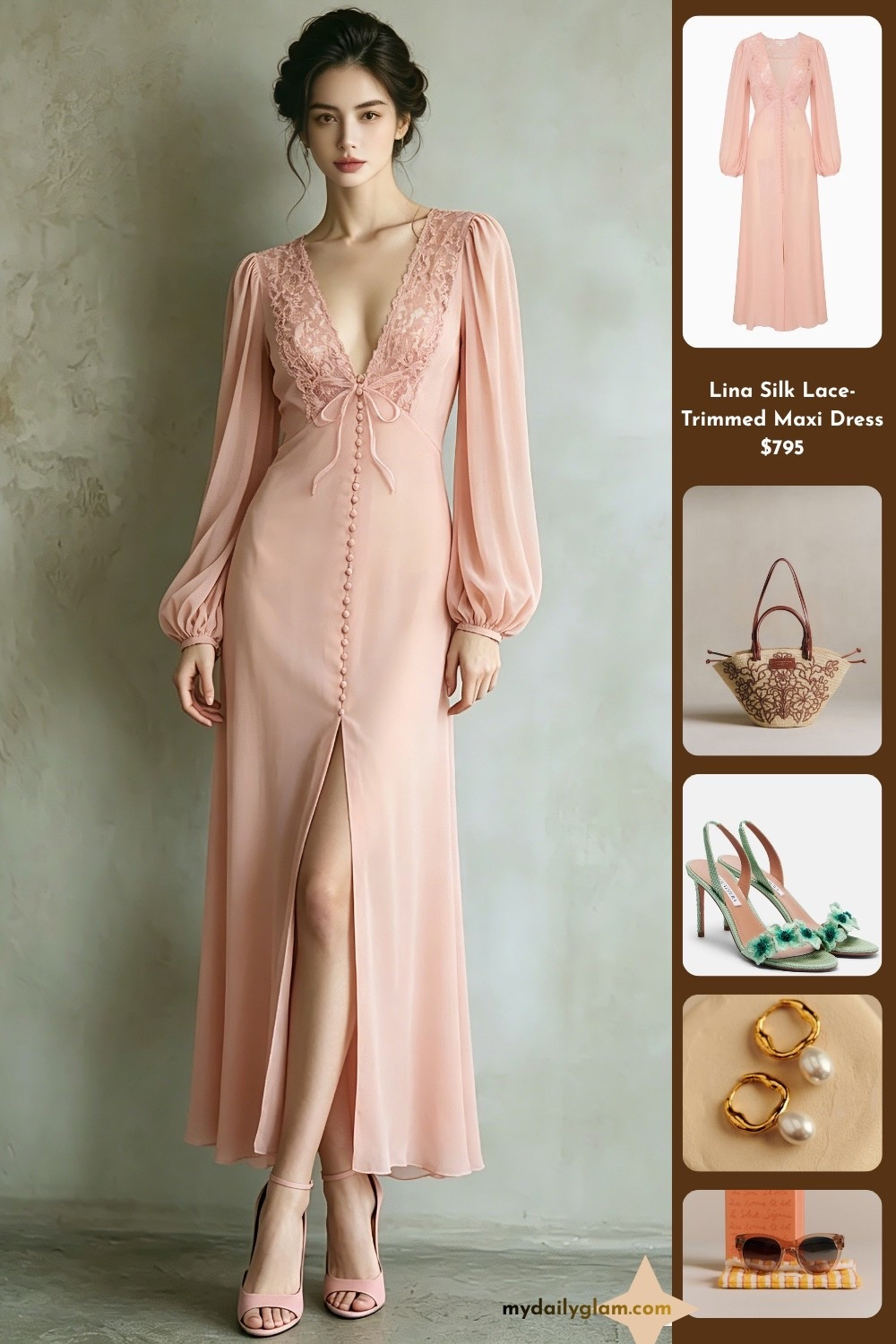 Lina Blush Silk Lace Trim Puff Sleeve Slit Maxi Dress Romantic Evening Outfit
#SilkLaceMaxiDress #RomanticFeminineStyle #BlushPinkDress

#LTKootd #LTKOver40 #LTKSeasonal