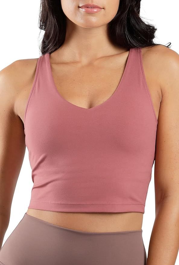 90 Degree By Reflex Everyday Cloud Support Crop Tank with Built-in Bra | Amazon (US)