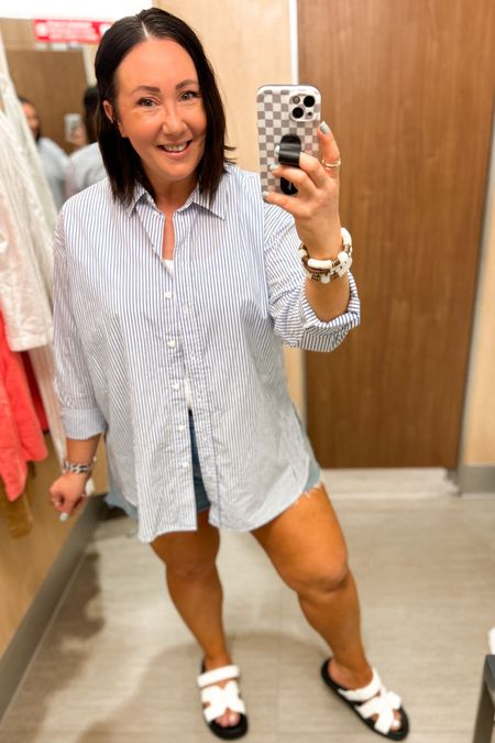 Love these oversized button down tops from Target!  The perfect lightweight top for summer!  Large fits perfectly oversized on me. XXL tank. Size 16 shorts n

#LTKFindsUnder50 #LTKMidsize #LTKSeasonal