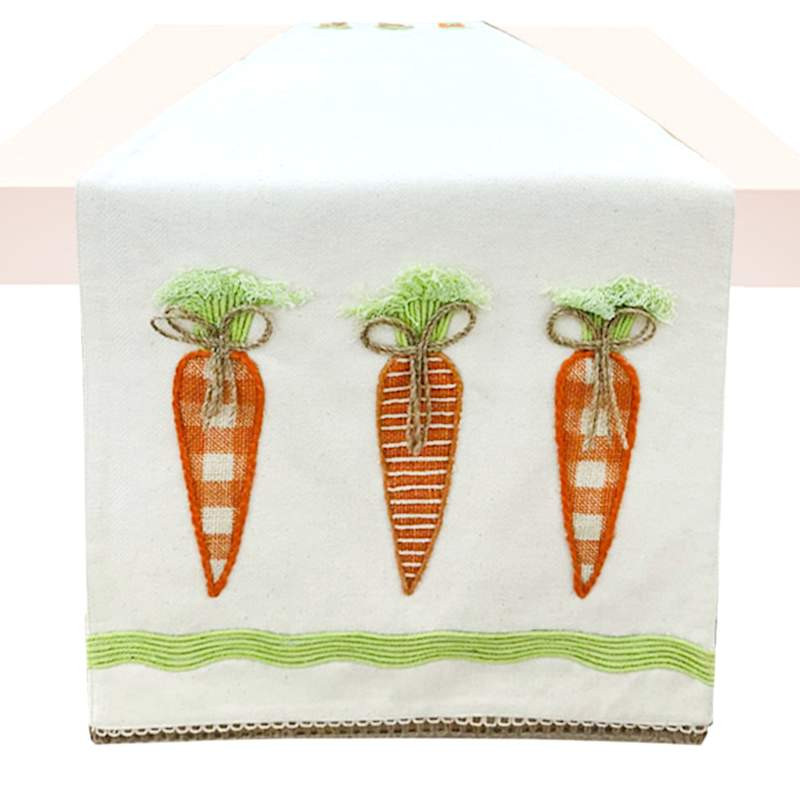 Homespun Easter 3-Carrot Embroidered Table Runner, 72x13 | At Home
