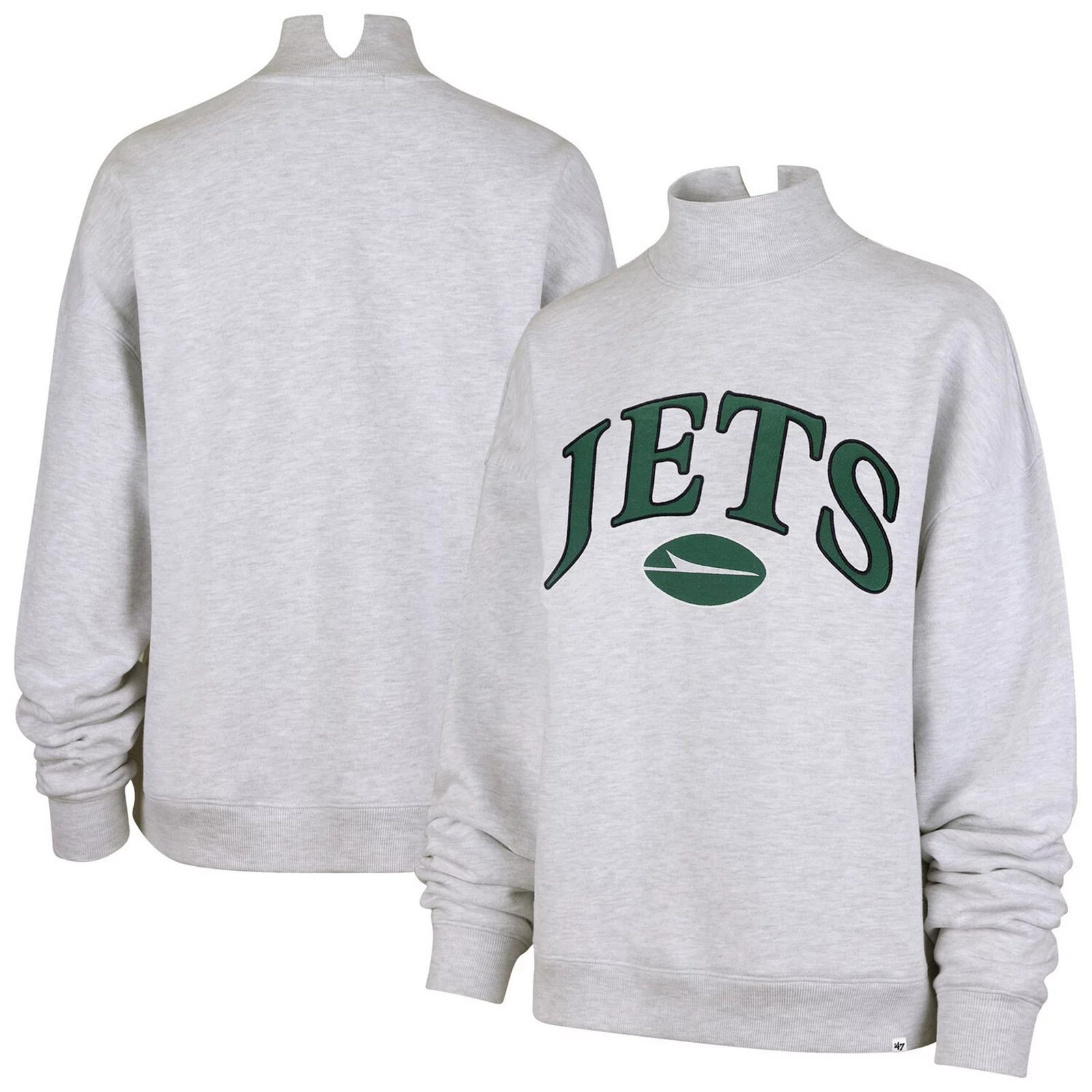 Women's '47 Heather Gray New York Jets Vantage Mock Neck Pullover Sweatshirt, Size: Small, Grey | Kohl's