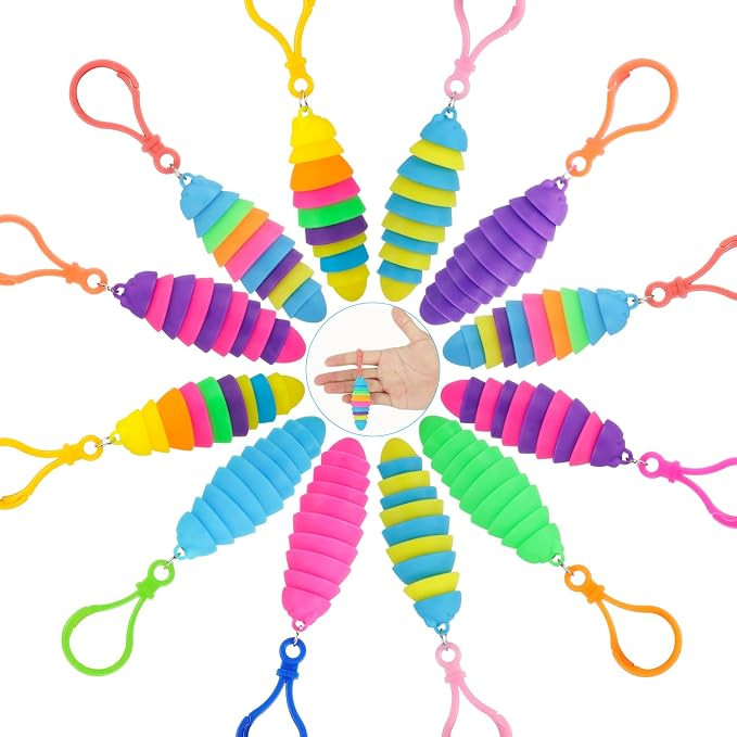 12 PCS Sensory Slug Toys, Articulated Stretch Caterpillar Toy, Anxiety Relief Fidget Slug Toy, No... | Amazon (US)