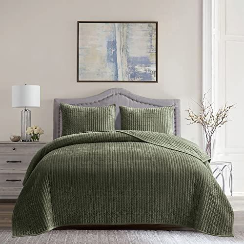 SHALALA Velvet Comforter Queen,Striped Quilted Bedding Set,Lightweight Comforters,Luxurious Cozy ... | Amazon (US)