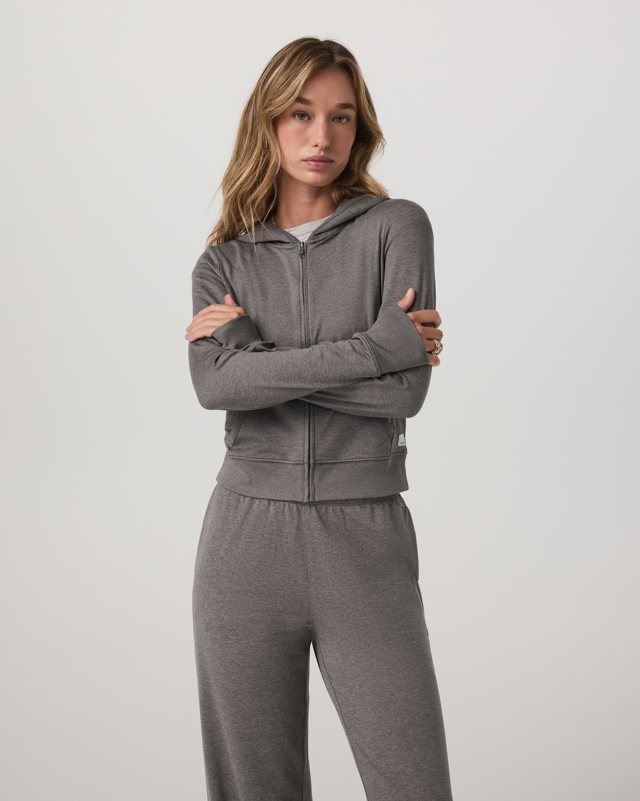Halo Mini FZ Hoodie – Women's Chia Heather Hoodie – Vuori | Vuori Clothing (US & Canada)