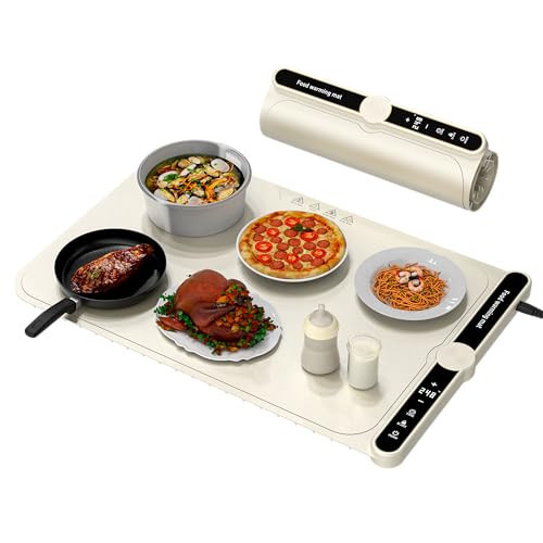 LYSXP 2025 Food Warming Mat, 15x23.6Inch 9-Level Temperature Adjustment, Multi-Functional Food Heater for Parties and Daily Use (Beige) | Amazon (US)