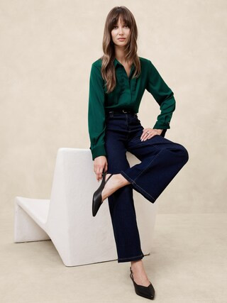 Tuxedo-Front Blouse | Banana Republic Factory