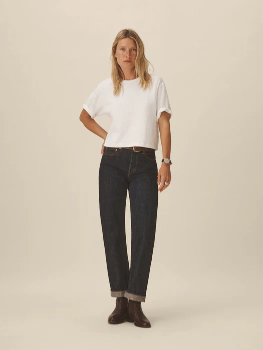 White Field-Spec Boyfriend Crop Tee - Buck Mason- Modern American Classics | Buck Mason