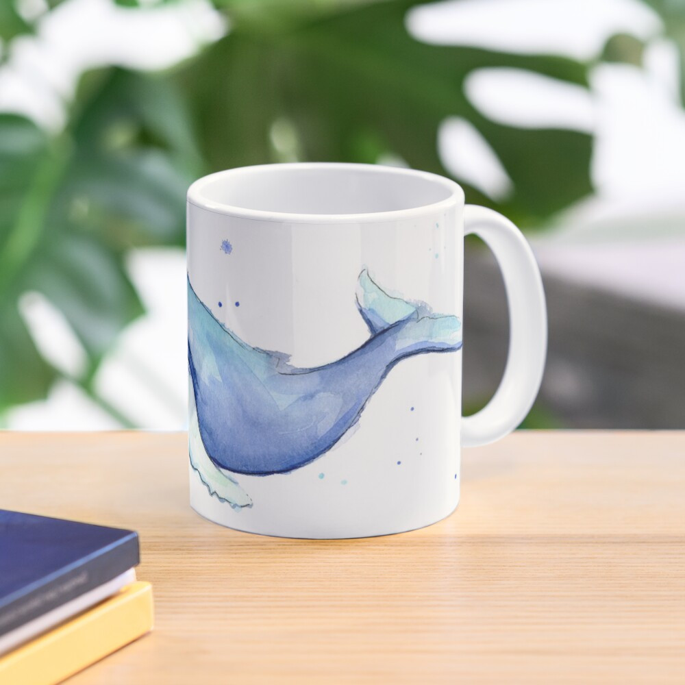 'Humpback Whale Blue Watercolor Painting' Mug by Olga Shvartsur | RedBubble US