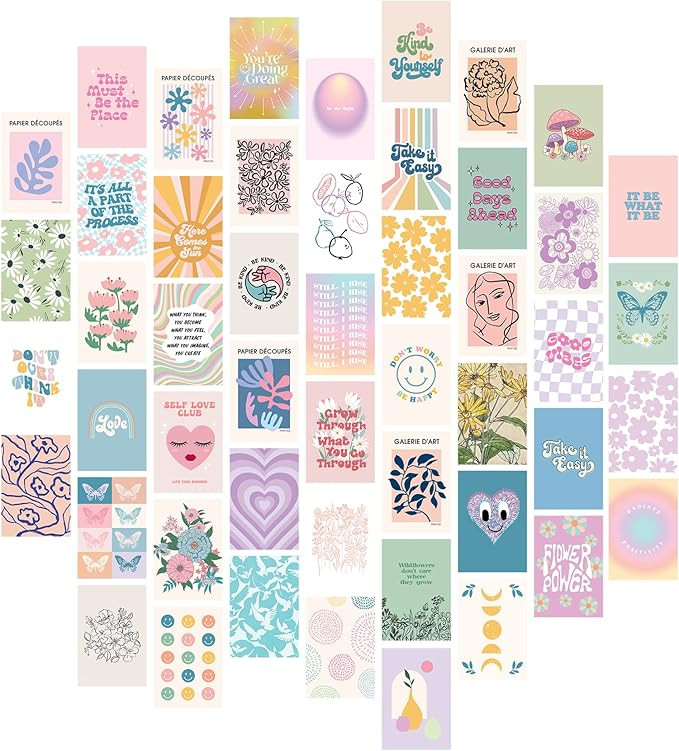 Artivo Danish Pastel Wall Collage Kit for Aesthetic Pictures, Danish Pastel Room Decor, Teen Wall... | Amazon (US)