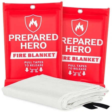 Prepared Hero Emergency Fire Blanket - 2 Pack - Fiberglass Fire Blanket for Home & Kitchen, 40”x40” | Walmart (US)