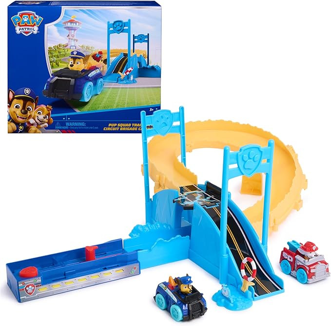 PAW Patrol Pup Squad Track Set, Looping Track Playset & Vehicle Launcher with Chase & Marshall To... | Amazon (US)