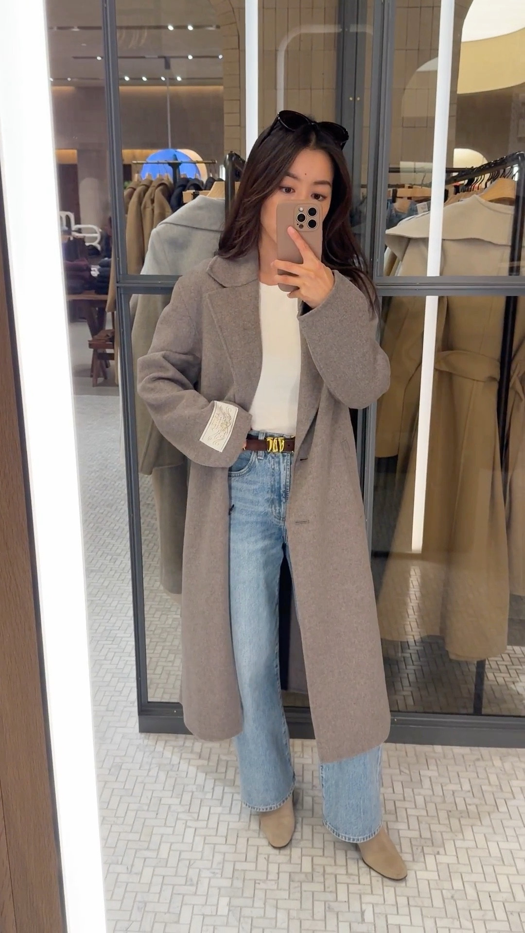 A light weight wool coat for those with more mild weather

• Aritzia Only double face coat xxs - double face means unlined wool with more drape. Relaxed fit on me, sleeves cuffed up . This is a light weight 

• Farrah hi-rise wide leg jeans sz 24 short - slightly loose at my waist. Flattering wide leg that is not overwhelming

• Homestretch long sleeve tee xs - I size up in these since it is more on the shrunken fit side. Love these as a base. Long sleeve version is a little long in the sleeves on me

• Madewell triple metal keeper belt xxs

• Old Blondo booties 5.5

Petite coats, winter coats#LTKStyleTip 

#LTKSeasonal #LTKPetite