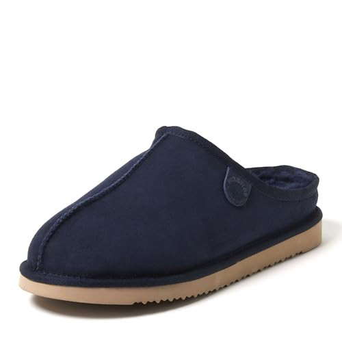 Fireside by Dearfoams Men's Grafton Shearling Indoor/Outdoor Clog Slipper, Navy, 11 | Amazon (US)