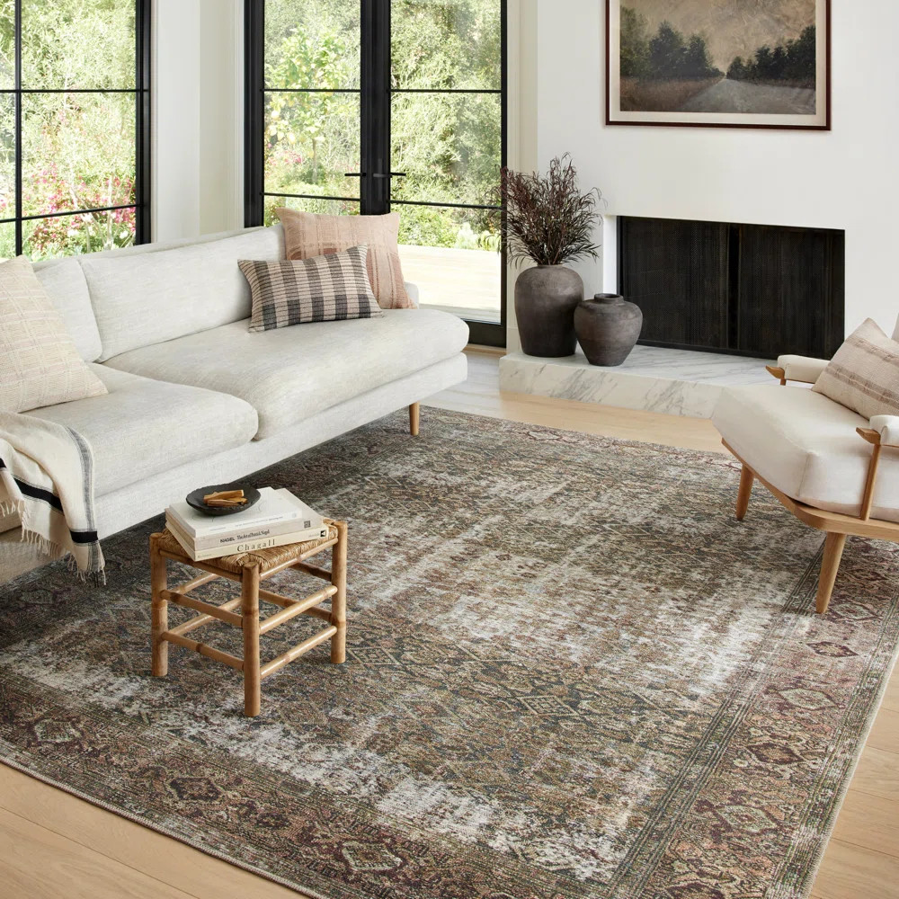 Georgie Oriental Area Rug in Moss/Salmon | Wayfair North America