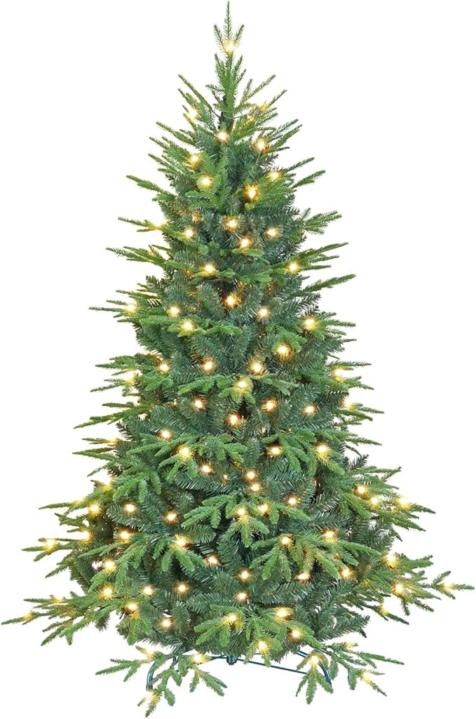 5ft Prelit Artificial Christmas Tree with 1528 PE PVC Tips, Premium Pre-Lit Holiday Xmas Tree wit... | Amazon (US)