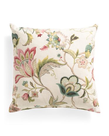 22x22 Linen Blend Floral Pillow | TJ Maxx