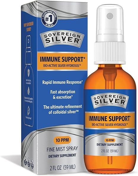 Sovereign Silver Immune Support, Colloidal Silver, Bio-Active Silver Hydrosol,10 ppm, Fine Mist S... | Amazon (US)