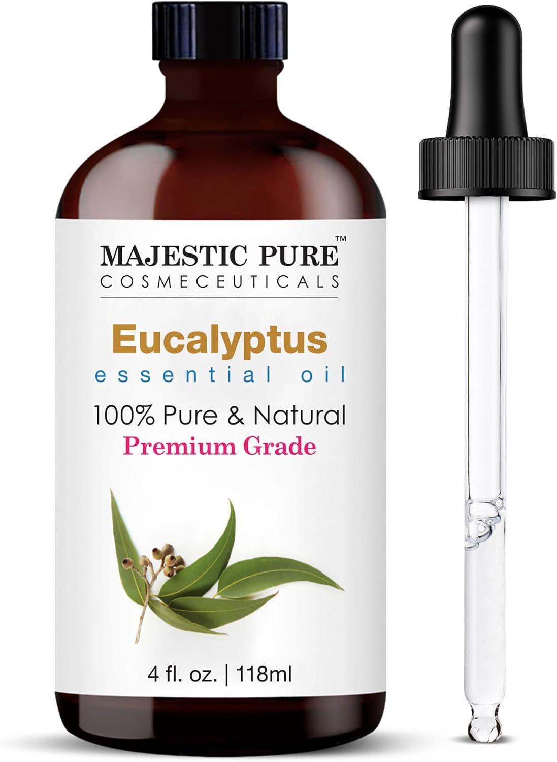 MAJESTIC PURE Eucalyptus Essential Oil, Premium Grade, Pure and Natural Premium Quality Oil, 4 fl oz | Amazon (US)