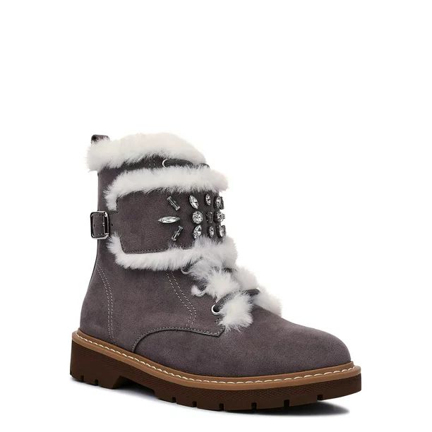 Wonder Nation Little Girl & Big Girl Fur Boot, Sizes 13-6 - Walmart.com | Walmart (US)