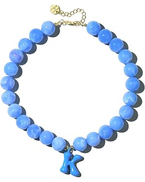 DoDoBeads Chunky Colorful Beaded Initial Necklace, Bubble Letter Choker | Gift box and dust pouch... | Amazon (US)