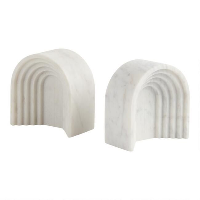 White Marble Recessed Arch Bookends | World Market